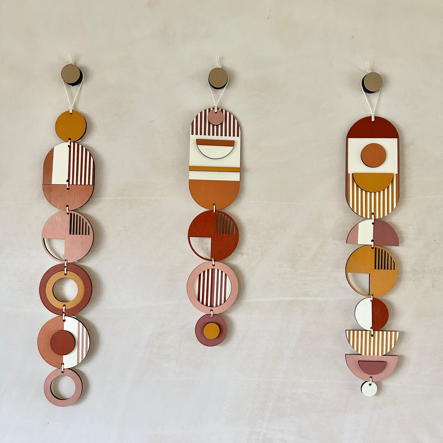 Small Modern Wall Hanging - Warm Pink Geometric Art - Wood Decor - Unusual Wall Hanging - Wall Jewellery- Contemporary Designs - New Decor