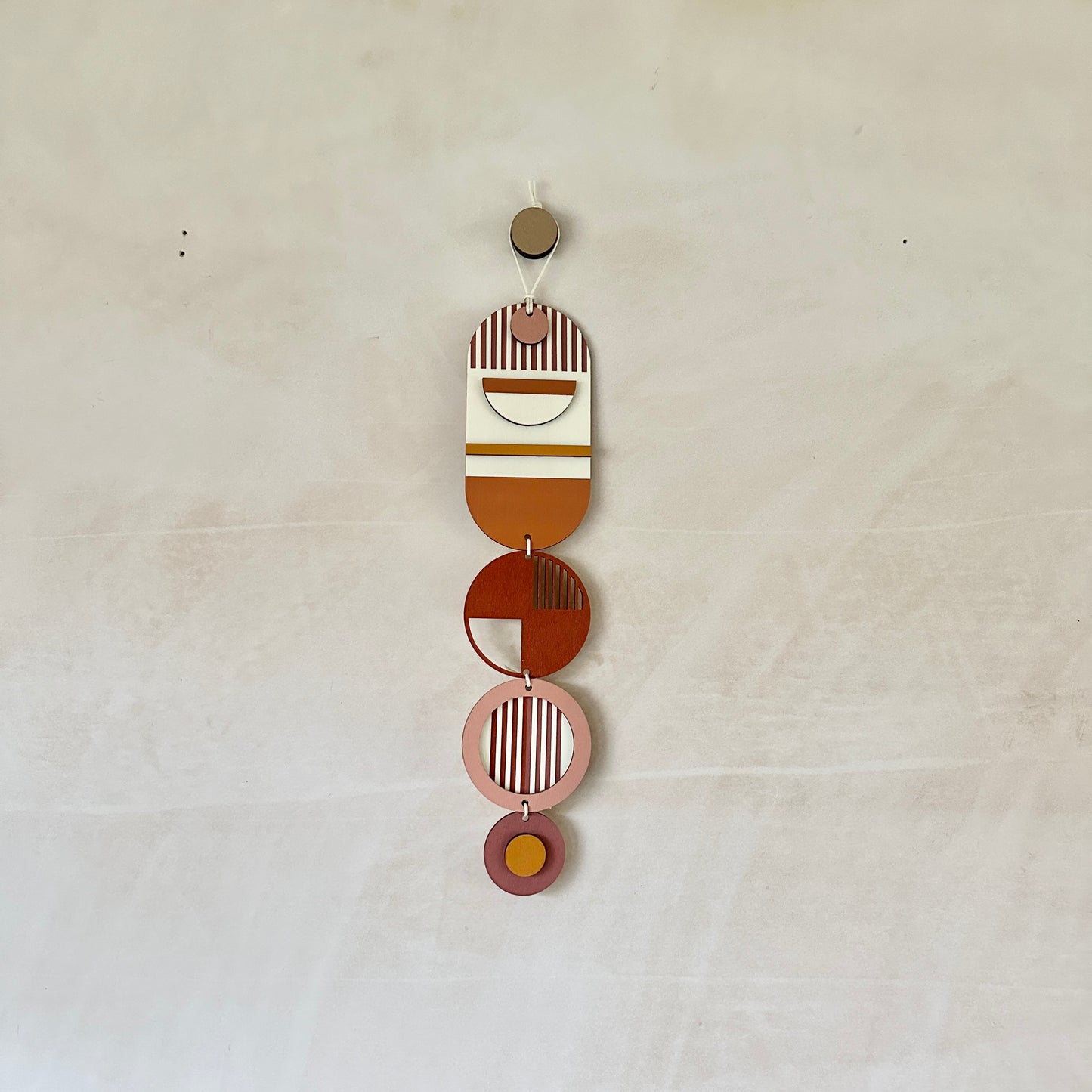 Small Modern Wall Hanging - Warm Pink Geometric Art - Wood Decor - Unusual Wall Hanging - Wall Jewellery- Contemporary Designs - New Decor
