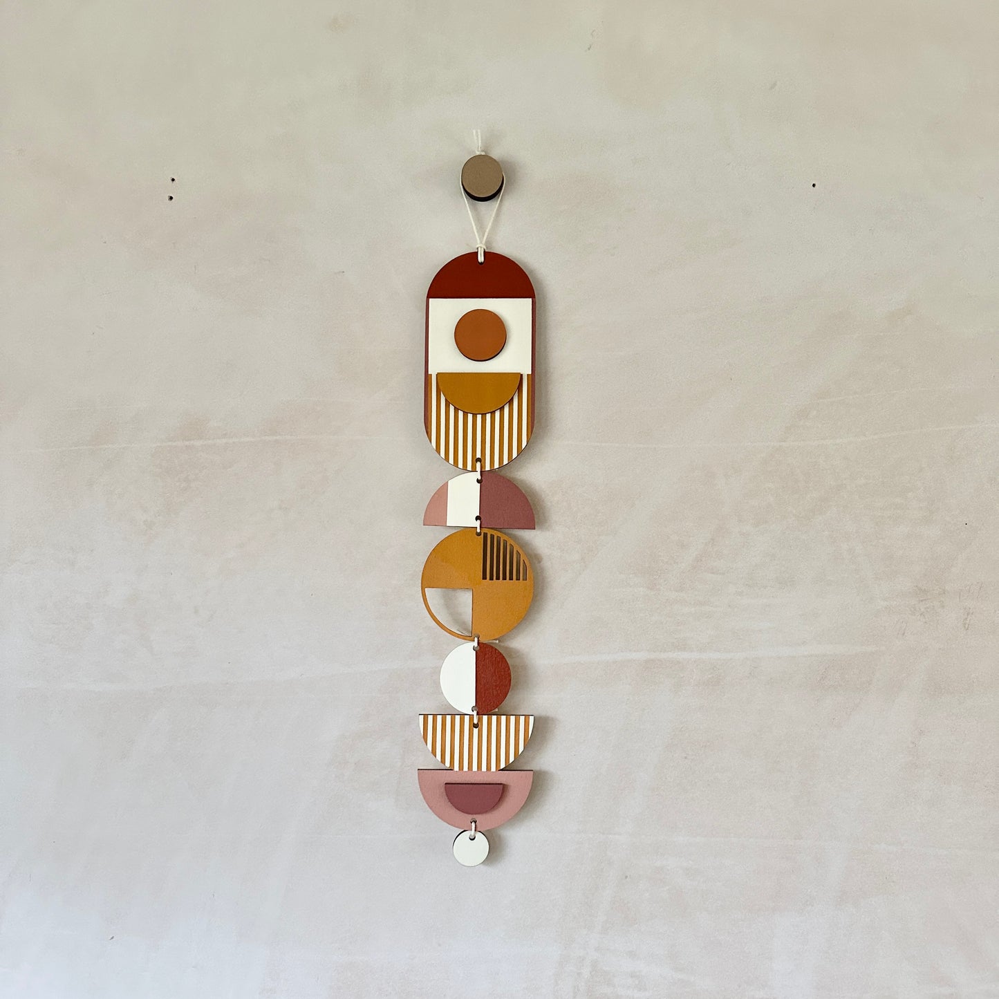 Small Modern Wall Hanging - Warm Pink Geometric Art - Wood Decor - Unusual Wall Hanging - Wall Jewellery- Contemporary Designs - New Decor