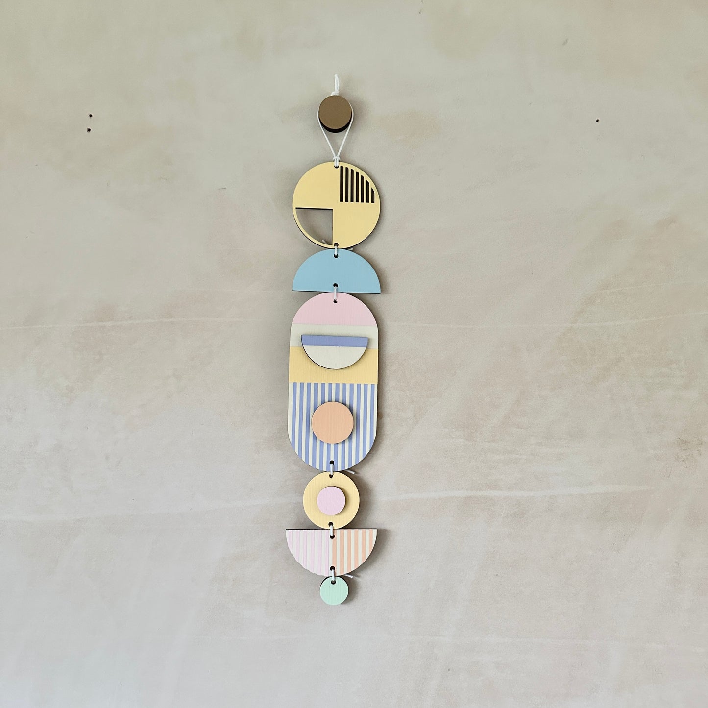 Small Modern Wall Hanging - Pastel Geometric Art - Wood Decor - Unusual Wall Hanging - Kids Wall Jewellery- Contemporary Designs - New Deco