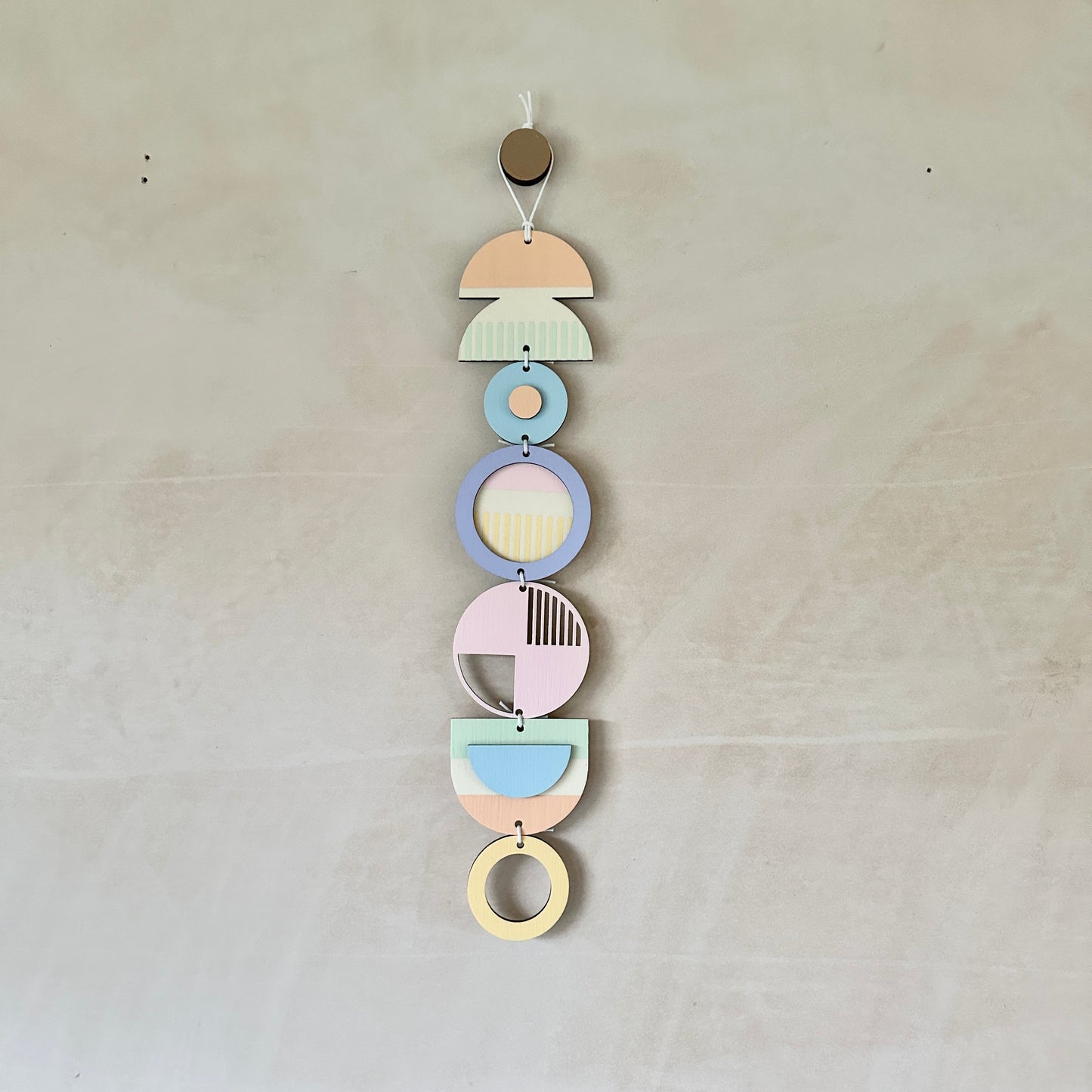 Small Modern Wall Hanging - Pastel Geometric Art -  Wood Decor - Unusual Wall Hanging - Kids Wall Jewellery- Contemporary Designs - New Deco