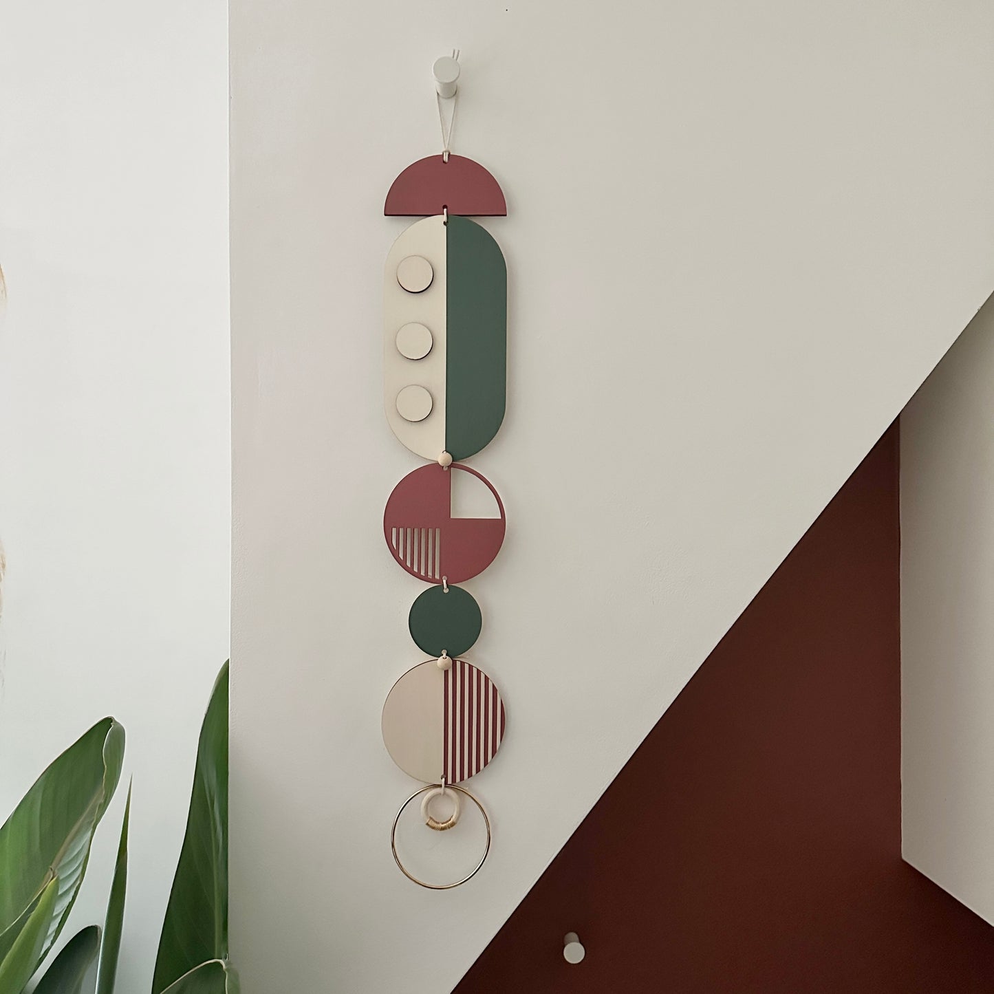 Medium Dots Modern Art Wood Wall Hanging - Green - Red - Blue - Pink - Brown - Neutral - Colourful Wooden Wall Art