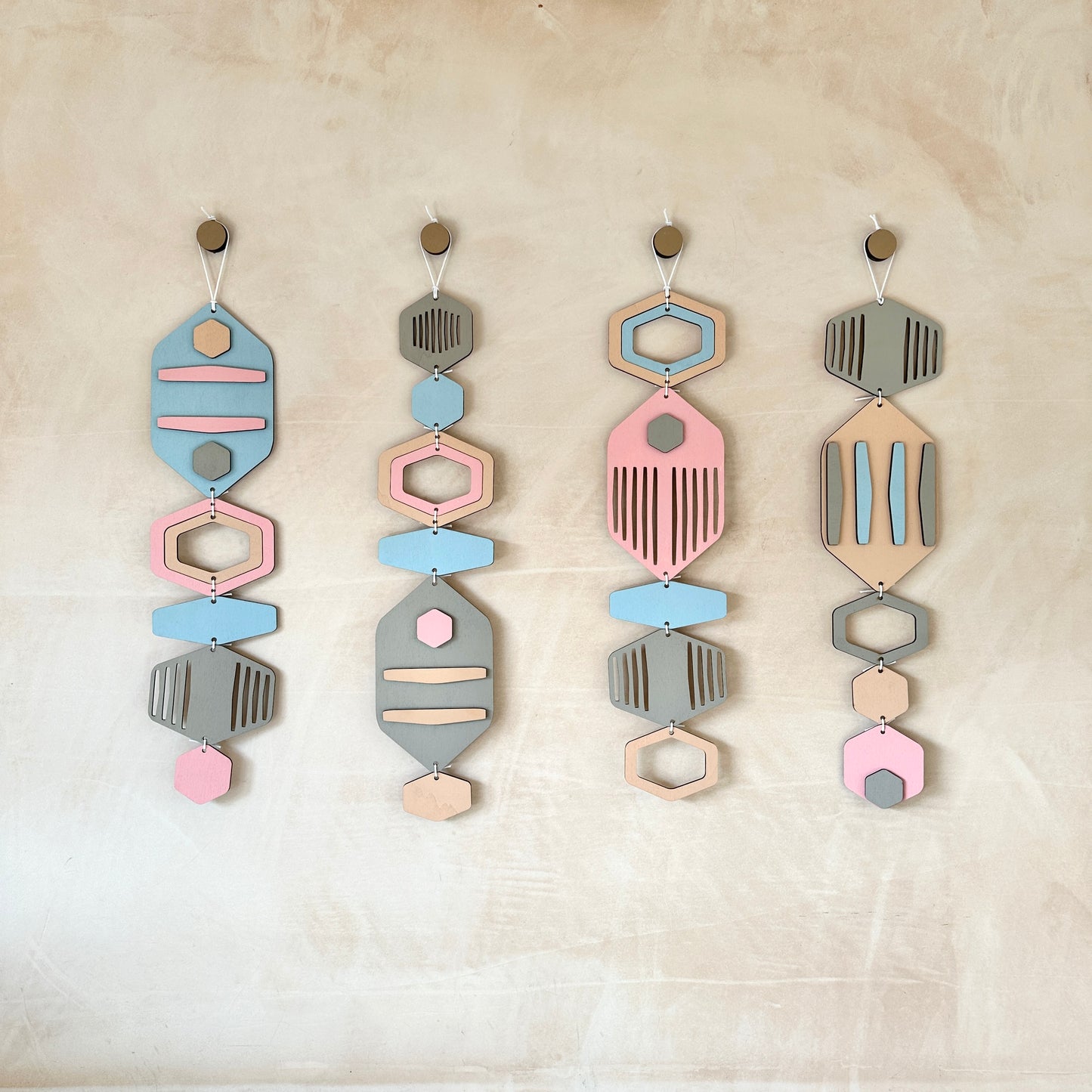 Hexagon Wall Hanging - Pastel Wall Art - Hand Painted Art - Kids Bedroom Decor - Fun Home Decor Gift - Peach Wall Decor - New Home Gift