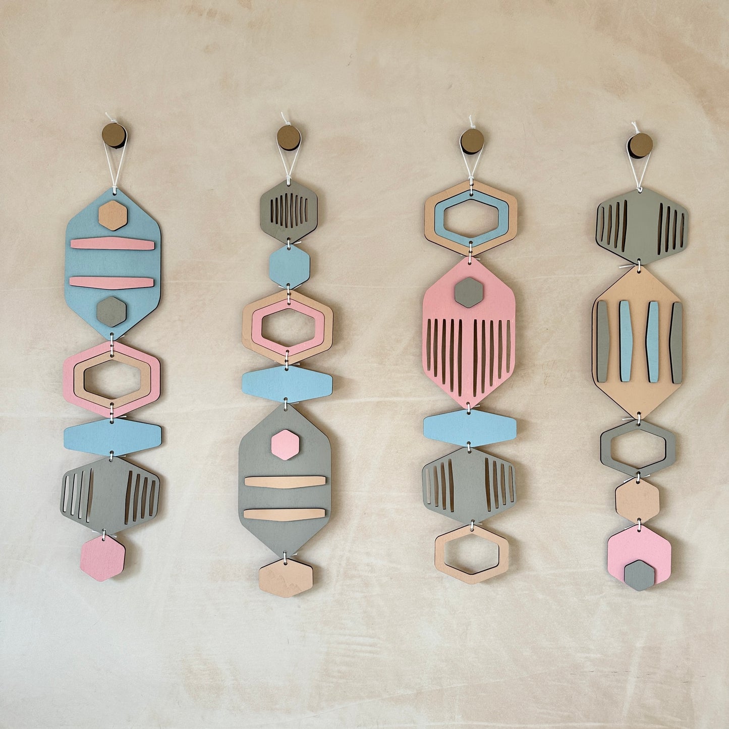 Hexagon Wall Hanging - Pastel Wall Art - Hand Painted Art - Kids Bedroom Decor - Fun Home Decor Gift - Peach Wall Decor - New Home Gift