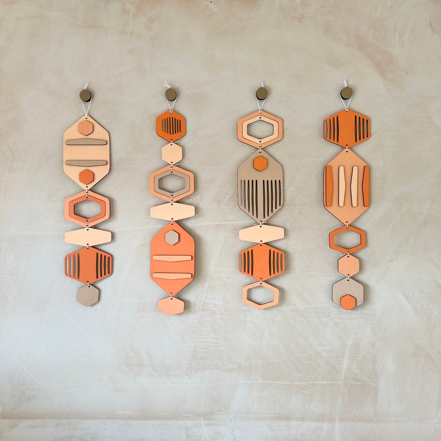 Hexagon Wall Hanging - Orange Bright Wall Art - Hand Painted Art - Home Gift For Them - New Home Decor Gift - Coral Decor - New Home Gift