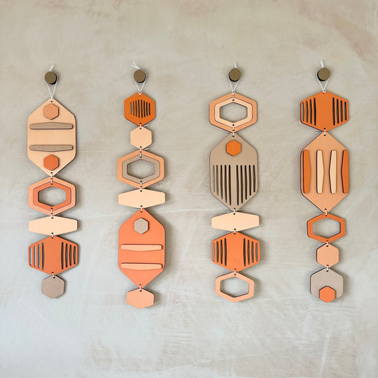 Hexagon Wall Hanging - Orange Bright Wall Art - Hand Painted Art - Home Gift For Them - New Home Decor Gift - Coral Decor - New Home Gift