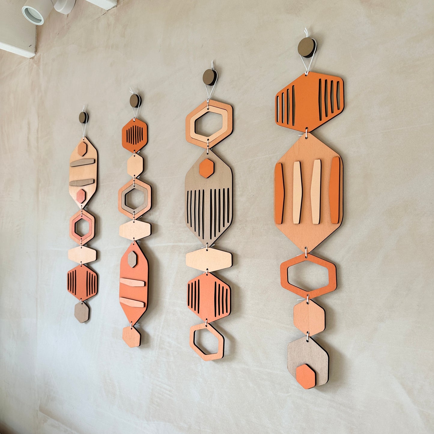 Hexagon Wall Hanging - Orange Bright Wall Art - Hand Painted Art - Home Gift For Them - New Home Decor Gift - Coral Decor - New Home Gift