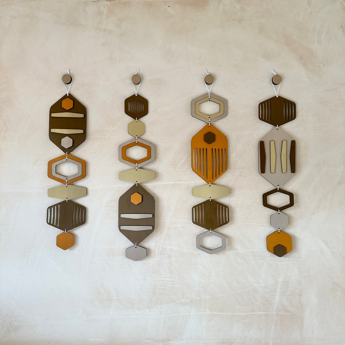 Hexagon Wall Hanging - Brown Wall Art - Hand Painted Art - Home Gift For Him - New Home Decor Gift - Natural Wall Decor - New Home Gift
