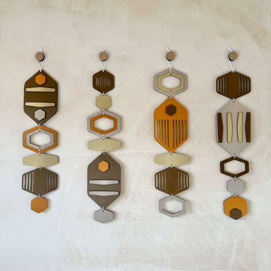 Hexagon Wall Hanging - Brown Wall Art - Hand Painted Art - Home Gift For Him - New Home Decor Gift - Natural Wall Decor - New Home Gift