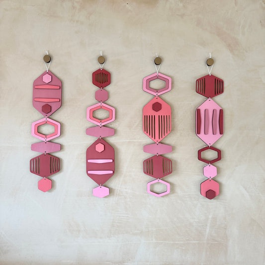 Hexagon Wall Hanging - Pink Bright Wall Art - Hand Painted Art - Home Gift For Her - New Home Decor Gift - Pink Wall Decor - New Home Gift