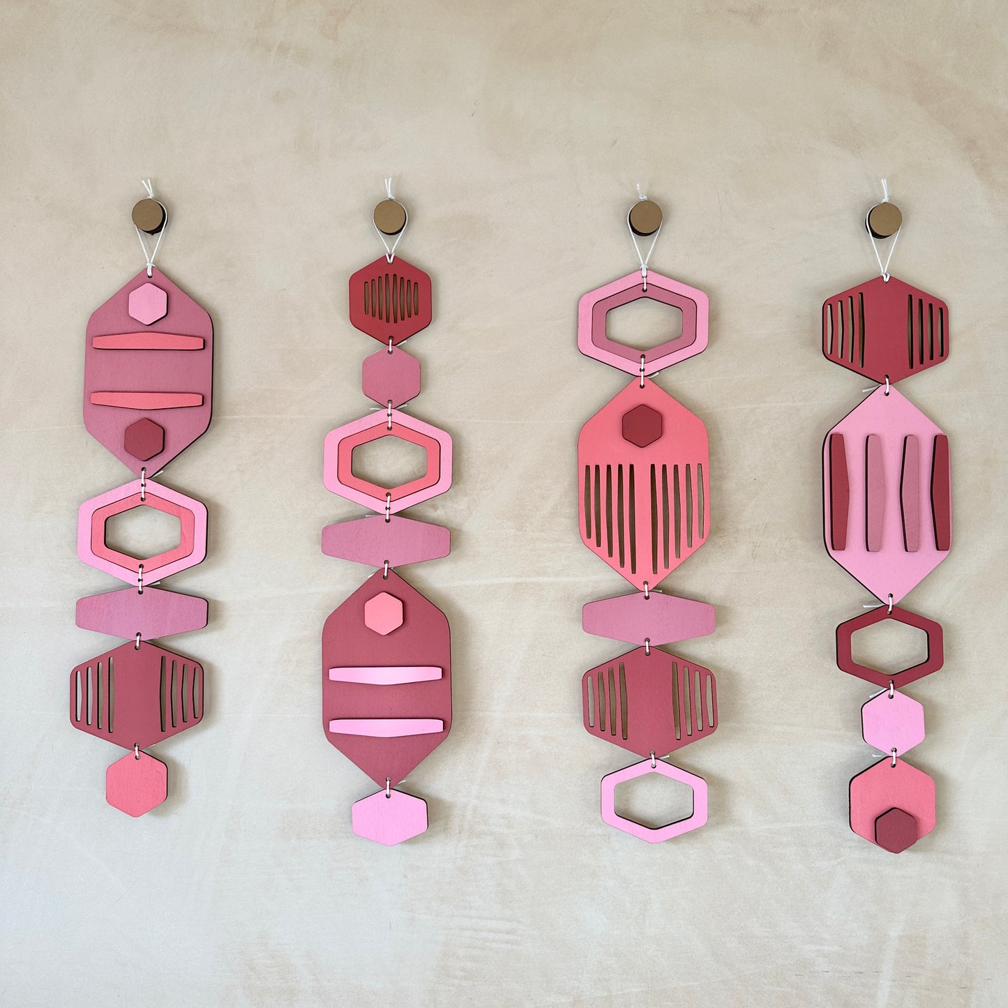 Hexagon Wall Hanging - Pink Bright Wall Art - Hand Painted Art - Home Gift For Her - New Home Decor Gift - Pink Wall Decor - New Home Gift