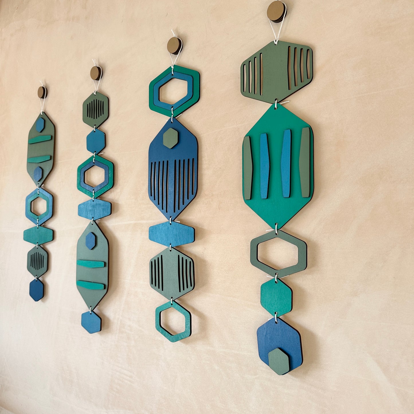 Hexagon Wall Hanging - Blue Bright Wall Art - Hand Painted Art - Home Gift For Him - New Home Decor Gift - Blue Wall Decor - New Home Gift