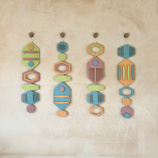 Hexagon Wall Hanging - Bright Wall Art - Hand Painted Art - Kids Bedroom Decor - Fun Home Decor Gift - Unique Wall Decor - New Home Gift