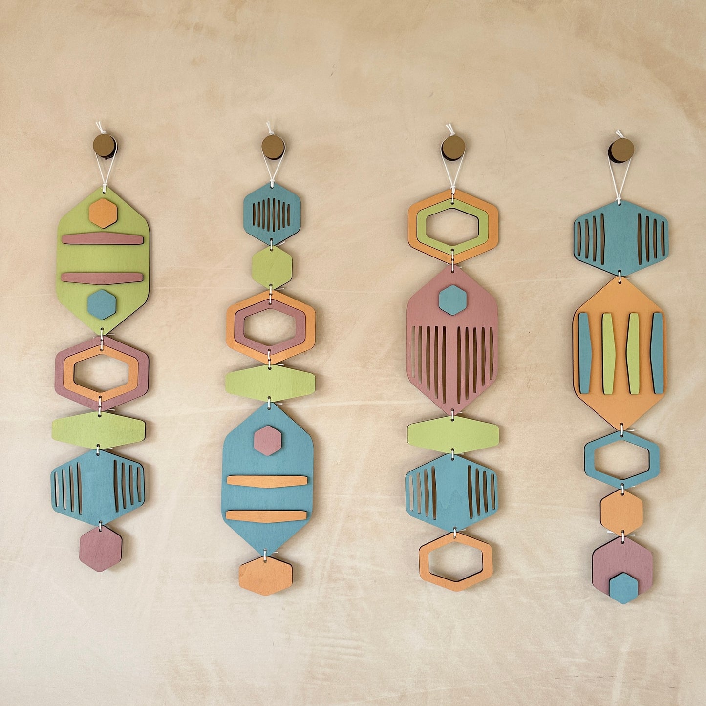 Hexagon Wall Hanging - Bright Wall Art - Hand Painted Art - Kids Bedroom Decor - Fun Home Decor Gift - Unique Wall Decor - New Home Gift