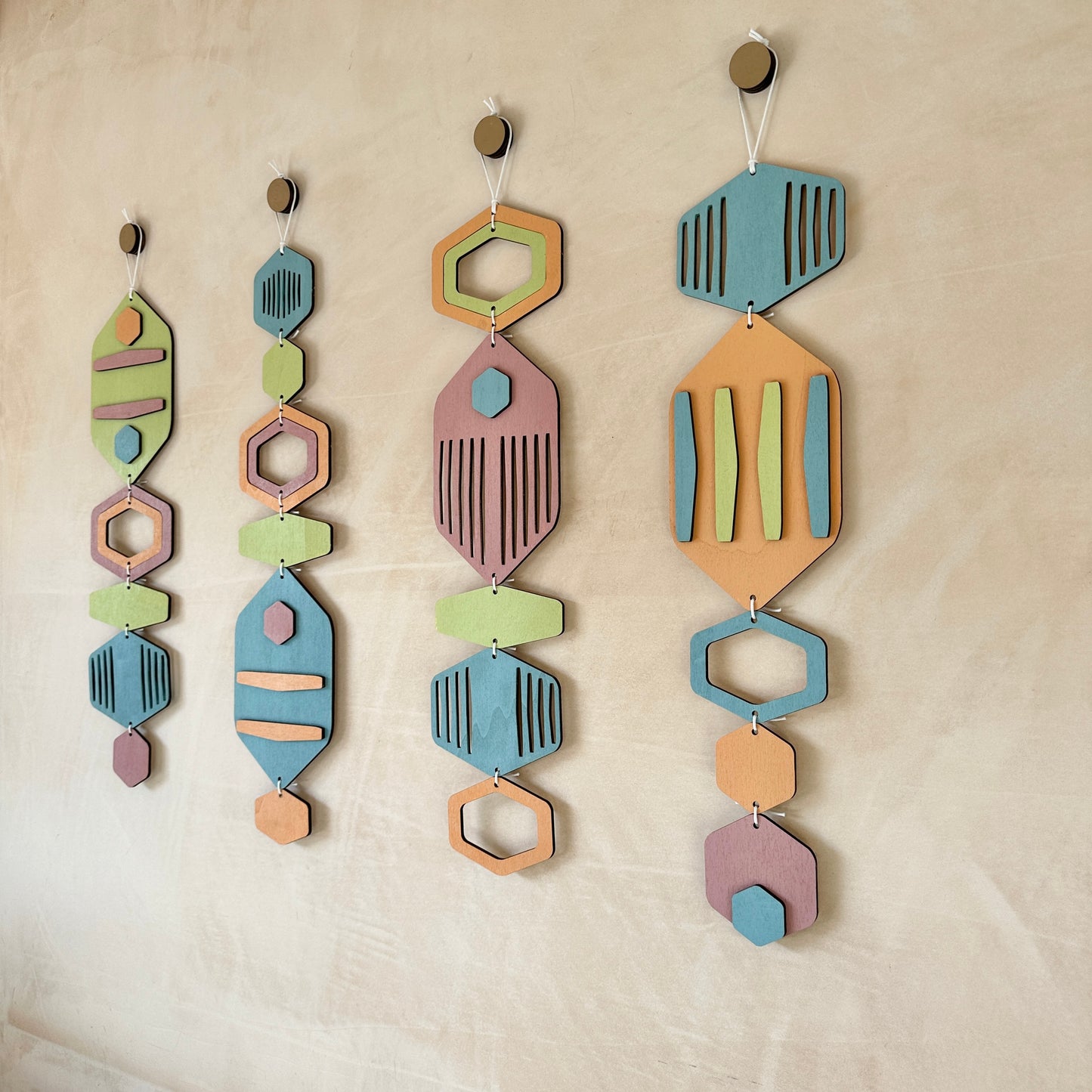 Hexagon Wall Hanging - Bright Wall Art - Hand Painted Art - Kids Bedroom Decor - Fun Home Decor Gift - Unique Wall Decor - New Home Gift