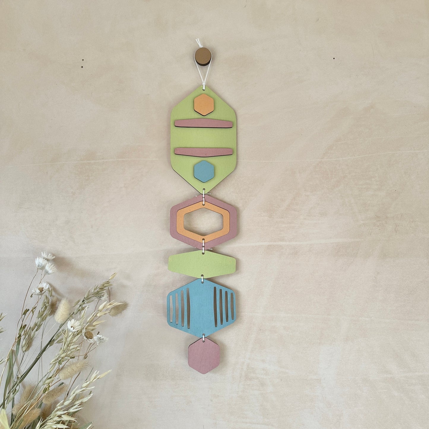Hexagon Wall Hanging - Bright Wall Art - Hand Painted Art - Kids Bedroom Decor - Fun Home Decor Gift - Unique Wall Decor - New Home Gift