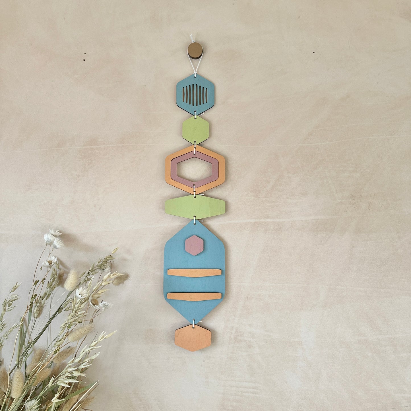 Hexagon Wall Hanging - Bright Wall Art - Hand Painted Art - Kids Bedroom Decor - Fun Home Decor Gift - Unique Wall Decor - New Home Gift