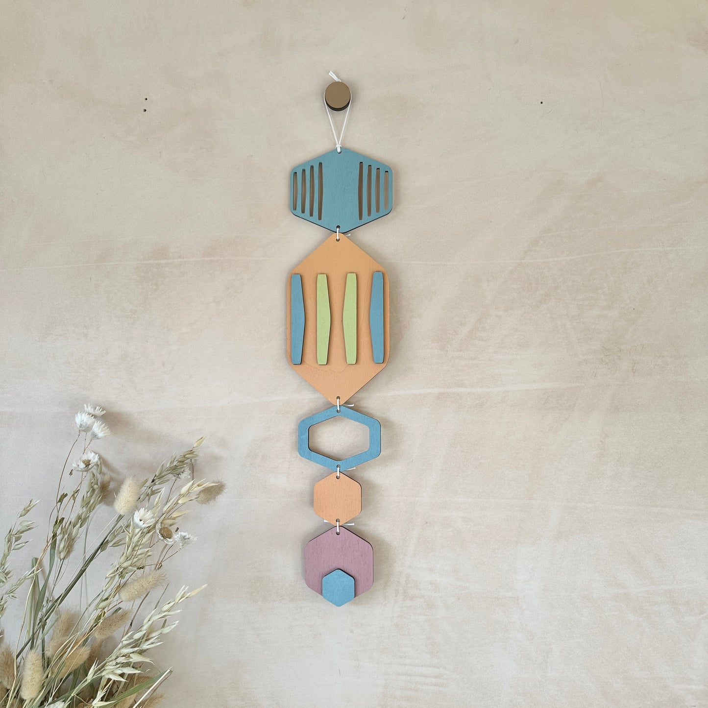 Hexagon Wall Hanging - Bright Wall Art - Hand Painted Art - Kids Bedroom Decor - Fun Home Decor Gift - Unique Wall Decor - New Home Gift