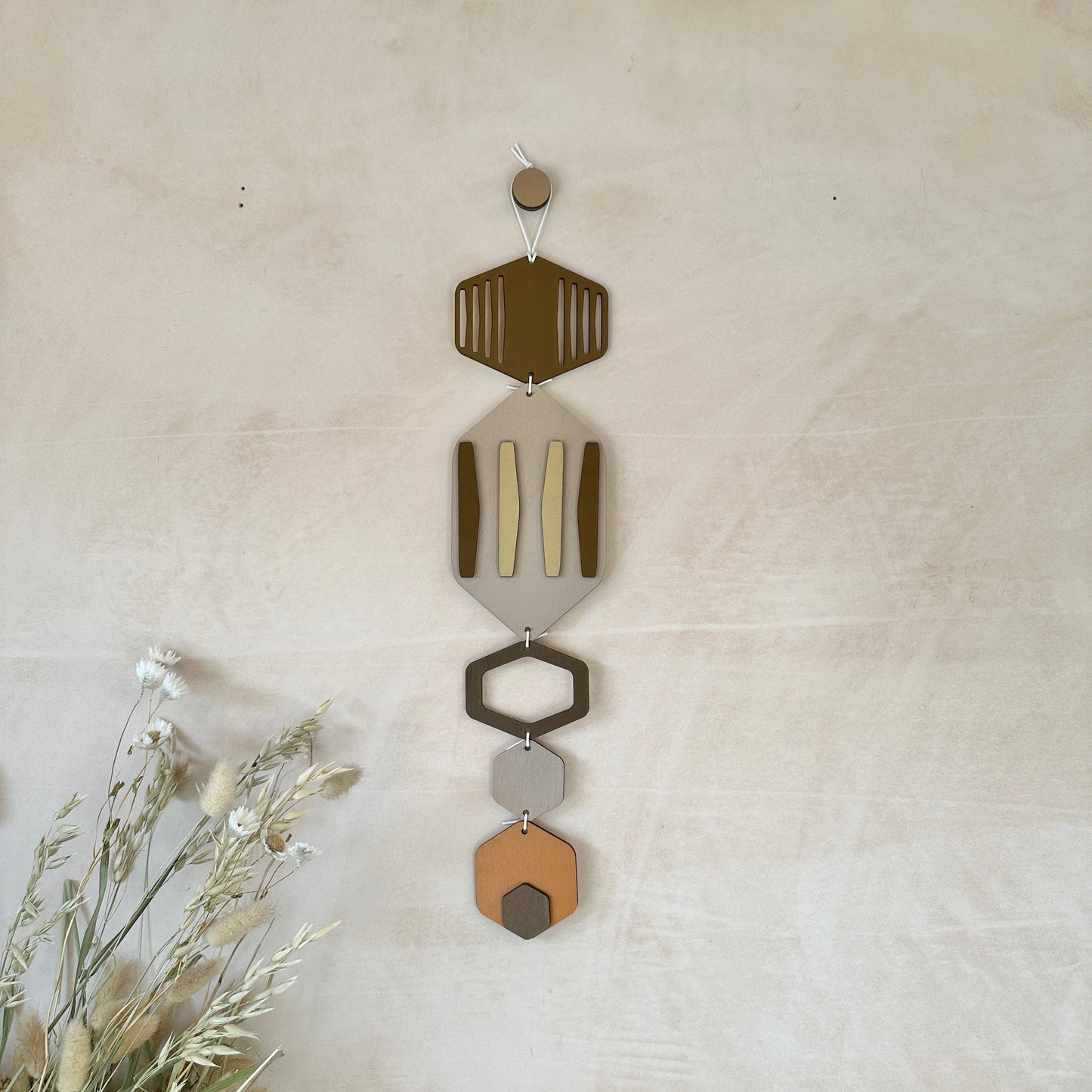 Hexagon Wall Hanging - Brown Wall Art - Hand Painted Art - Home Gift For Him - New Home Decor Gift - Natural Wall Decor - New Home Gift