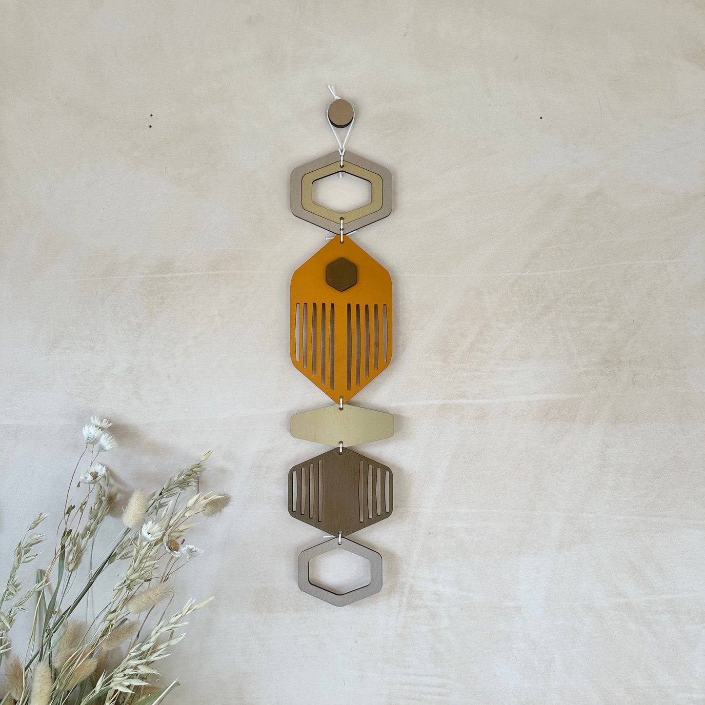 Hexagon Wall Hanging - Brown Wall Art - Hand Painted Art - Home Gift For Him - New Home Decor Gift - Natural Wall Decor - New Home Gift