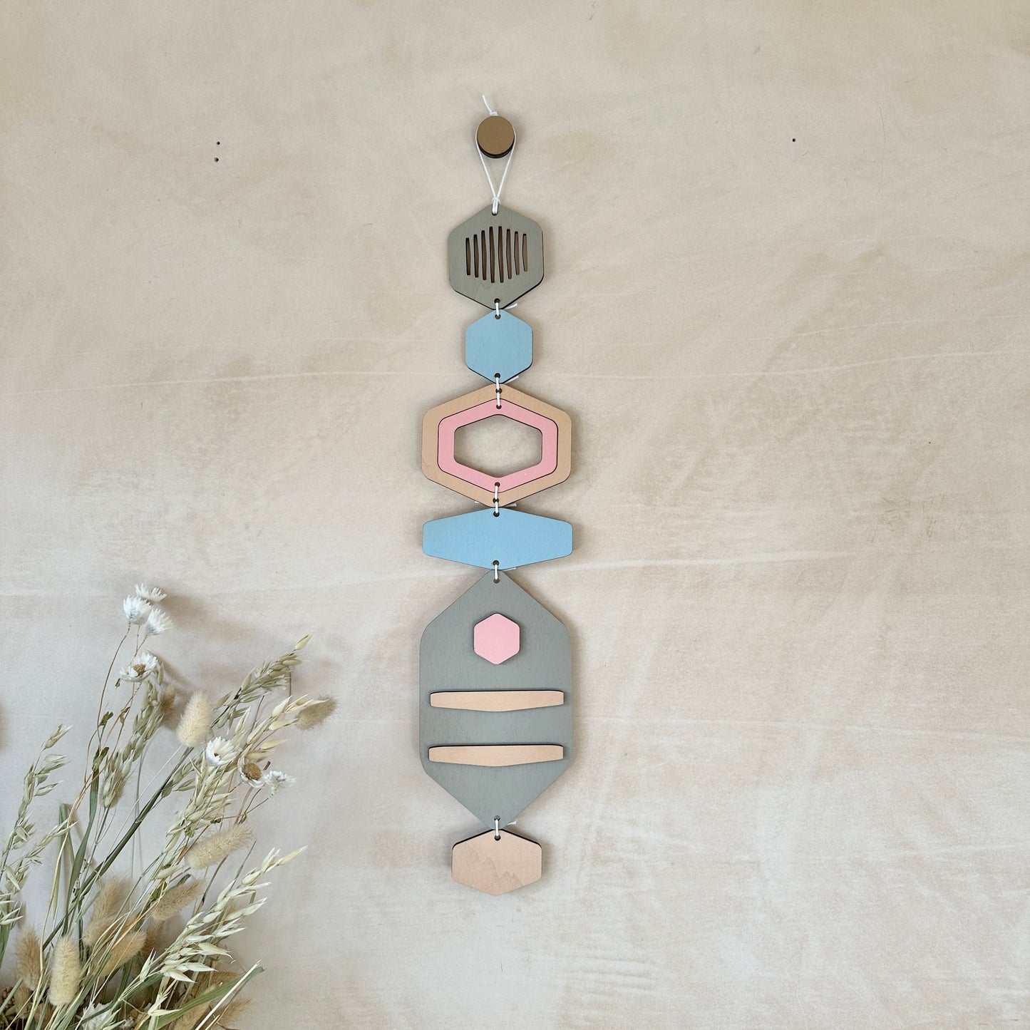 Hexagon Wall Hanging - Pastel Wall Art - Hand Painted Art - Kids Bedroom Decor - Fun Home Decor Gift - Peach Wall Decor - New Home Gift