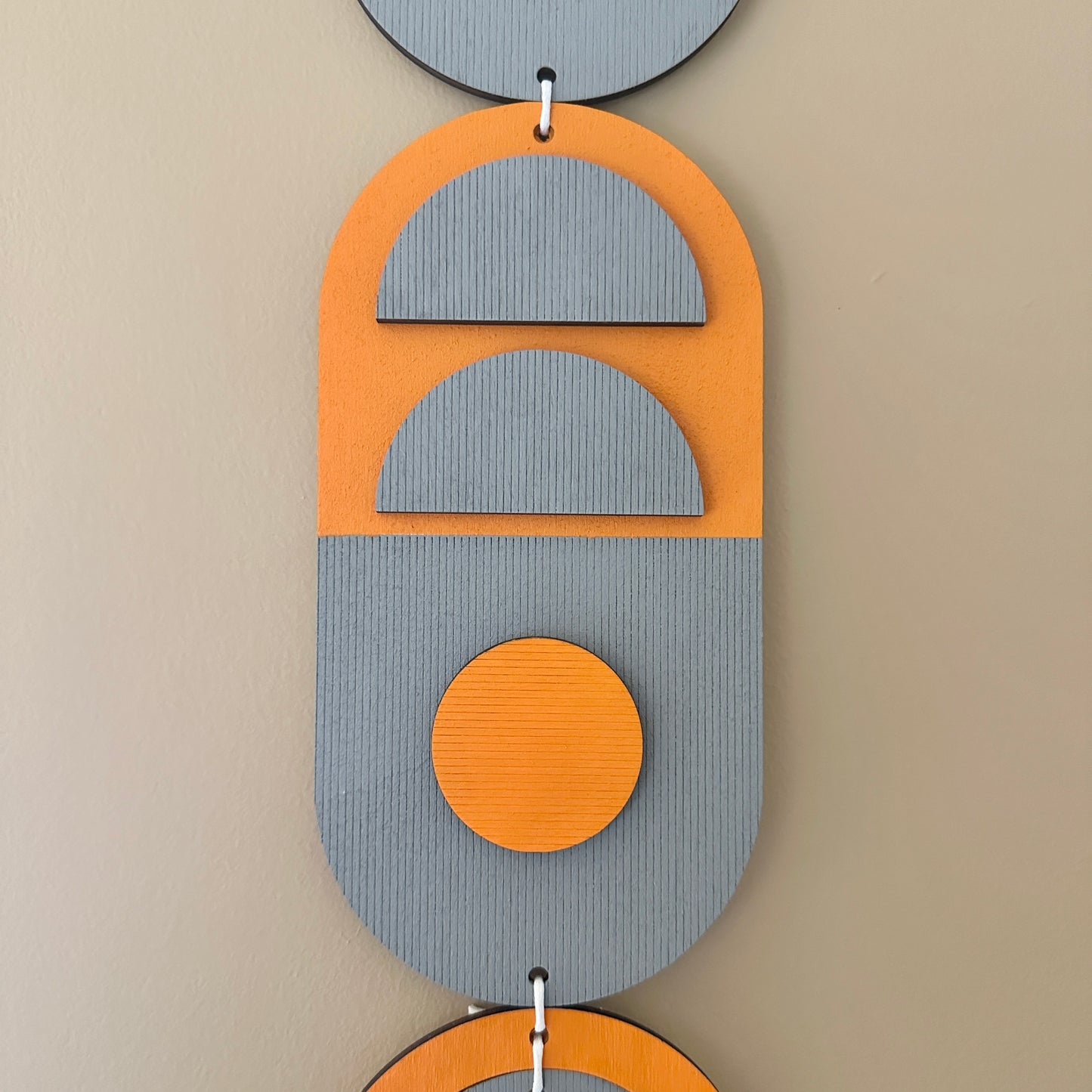 Orange and Grey Modern Geometric Wall Hanging - Textured Wall Art - Wood Decor - Housewarming Gift