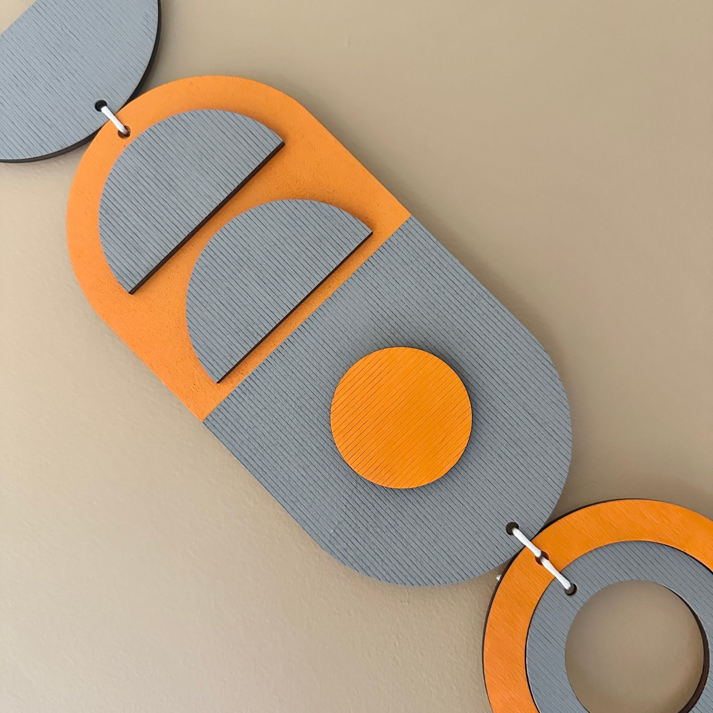 Orange and Grey Modern Geometric Wall Hanging - Textured Wall Art - Wood Decor - Housewarming Gift