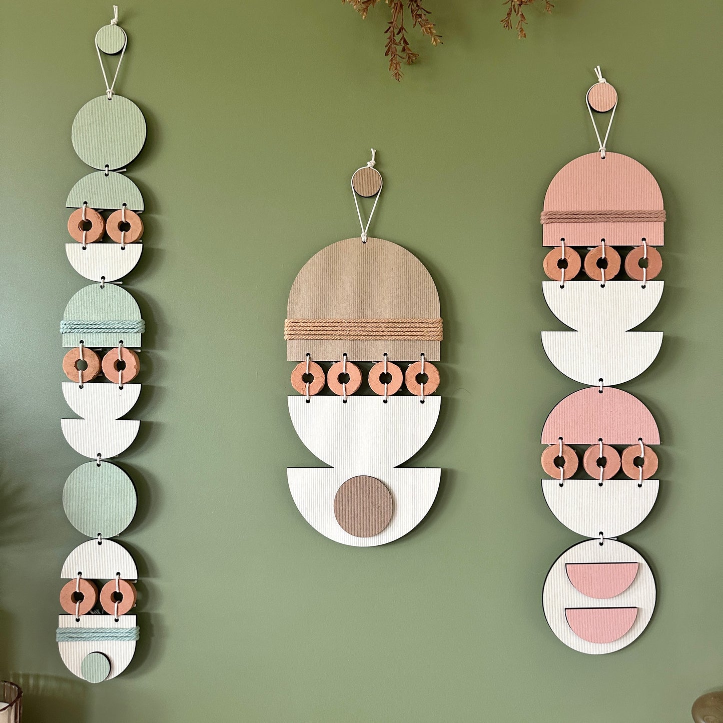 Boho Gallery Wall Set - Neutral Decor - Geometric Wood Wall Art