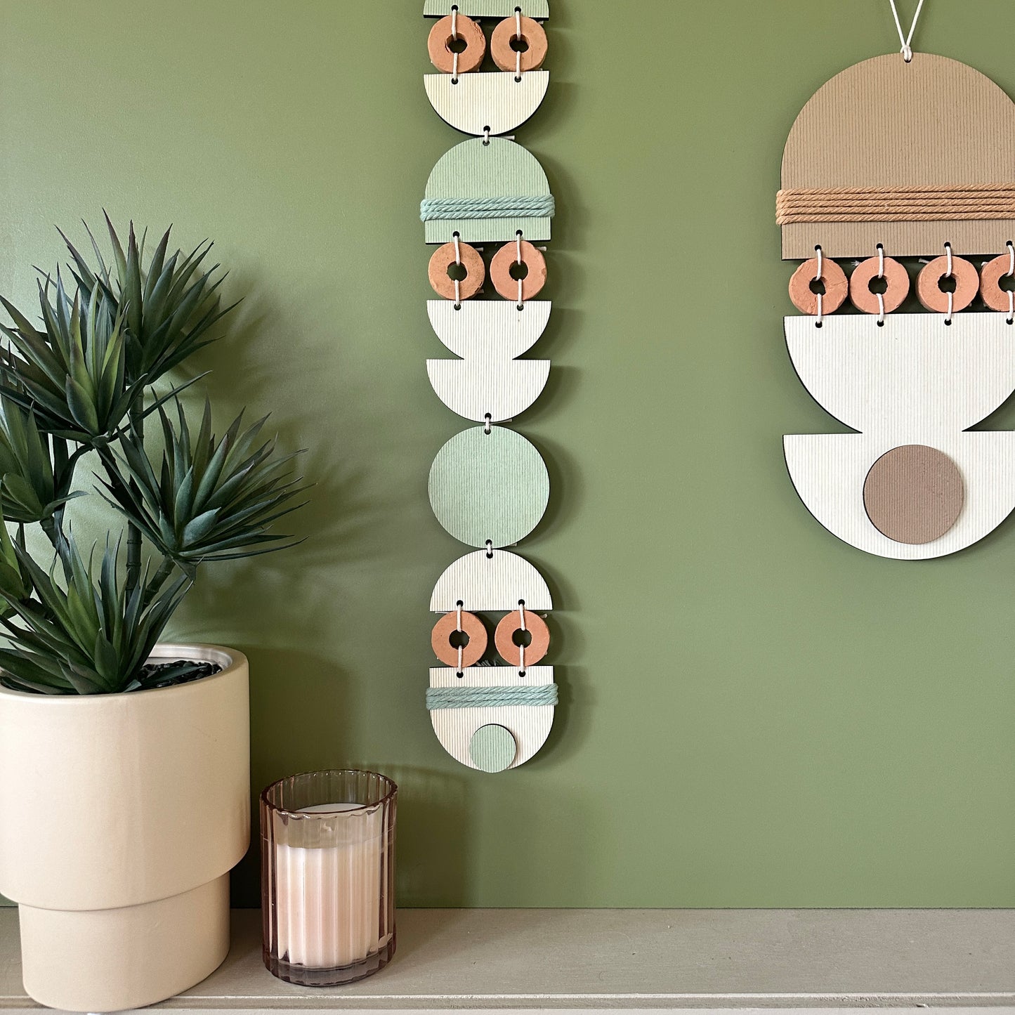 Boho Gallery Wall Set - Neutral Decor - Geometric Wood Wall Art