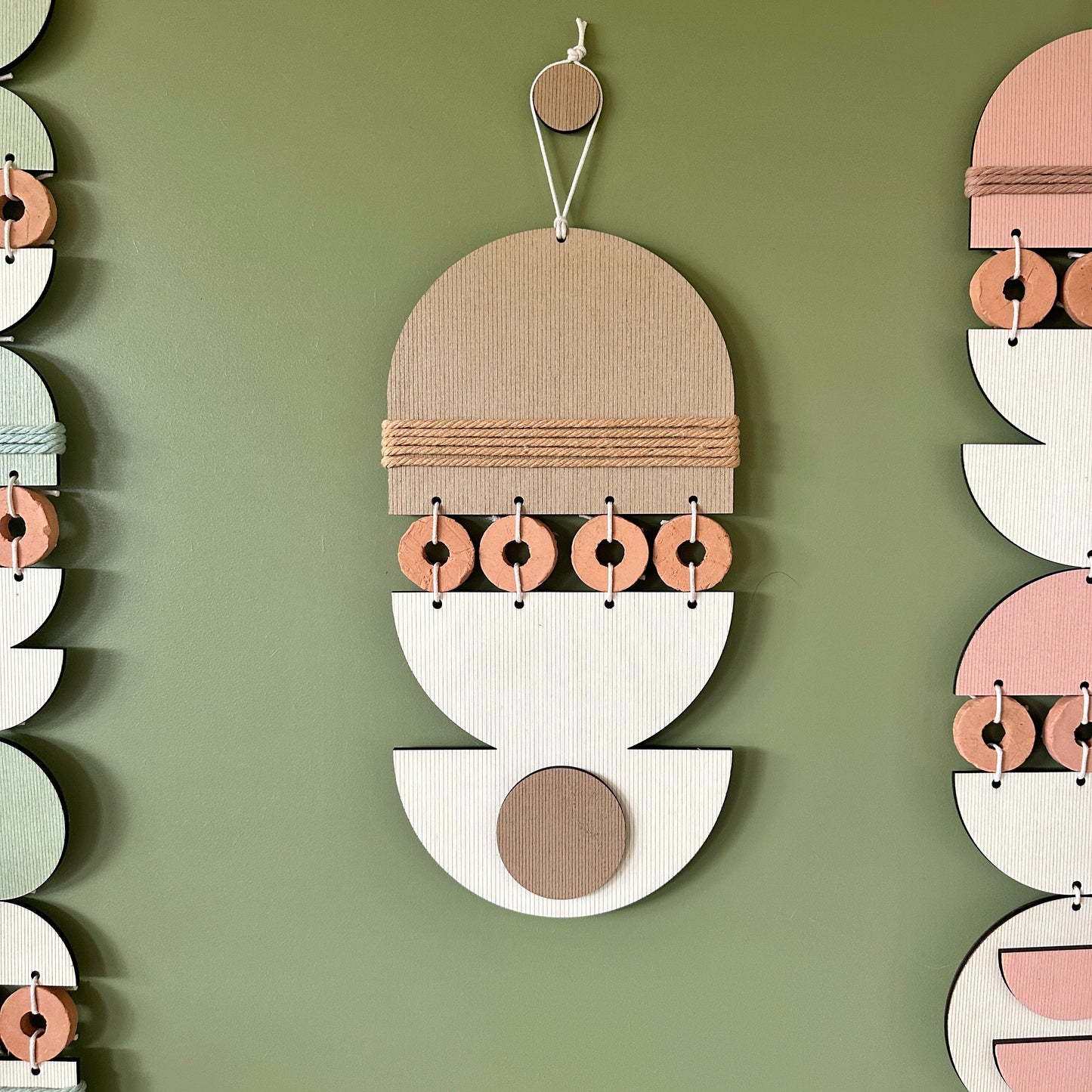 Boho Gallery Wall Set - Neutral Decor - Geometric Wood Wall Art