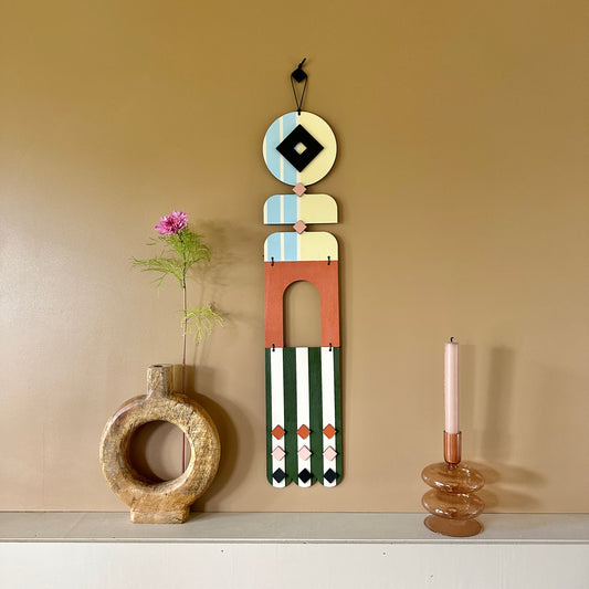 Eclectic Wall Hanging - Wall Decor - Checkerboard Pattern - Line Art