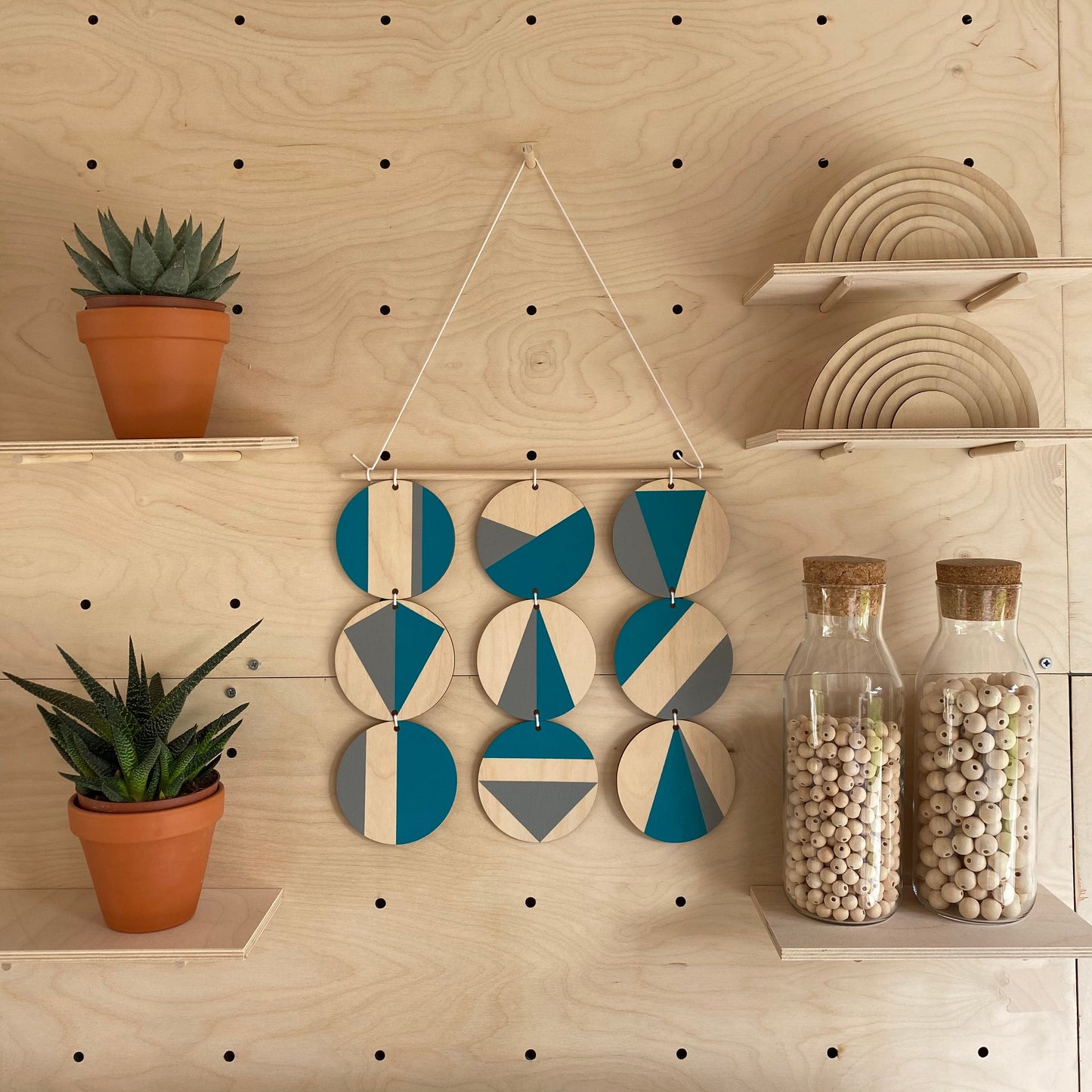 Three Tier Geometric Wooden Wall Art
