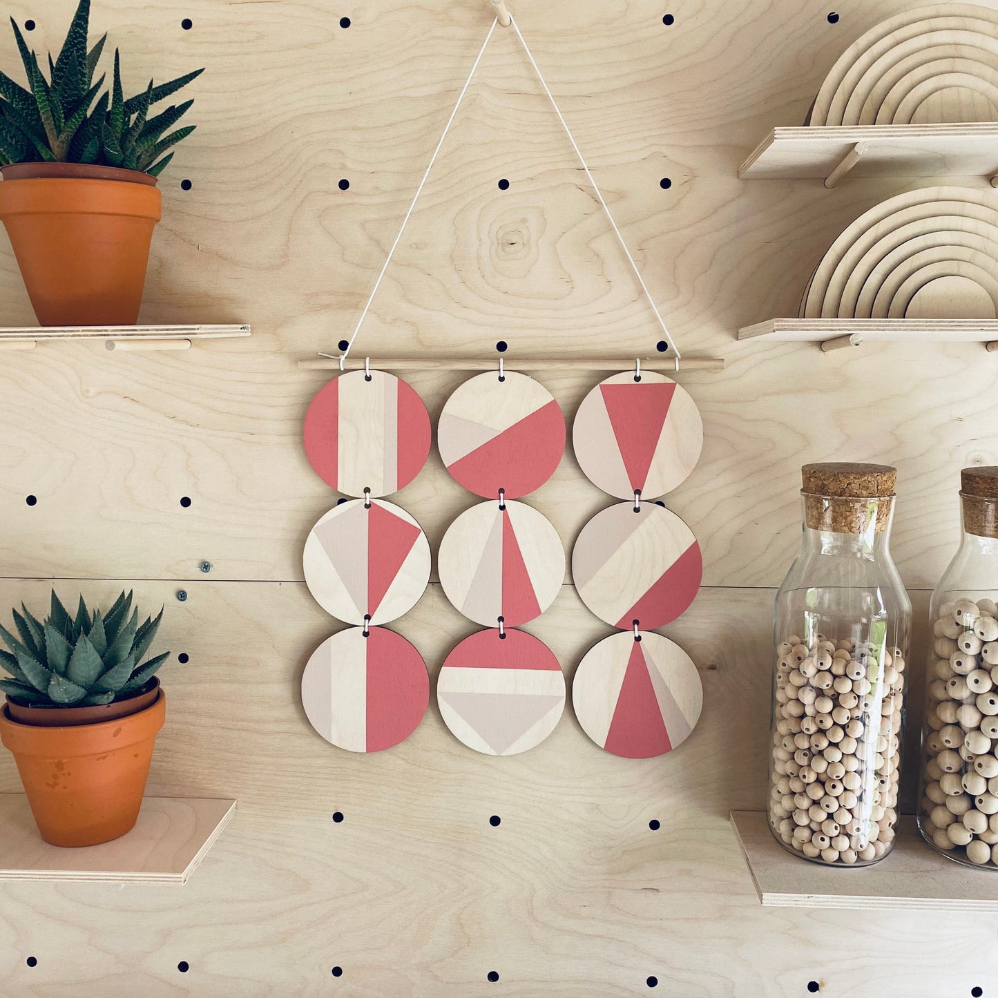 Three Tier Geometric Wooden Wall Art