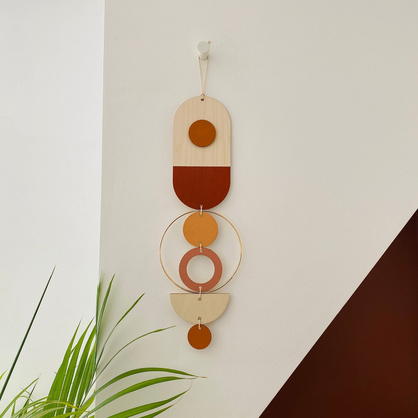 Warm Tones Small Modern Wall Hanging - Wood Wall Art