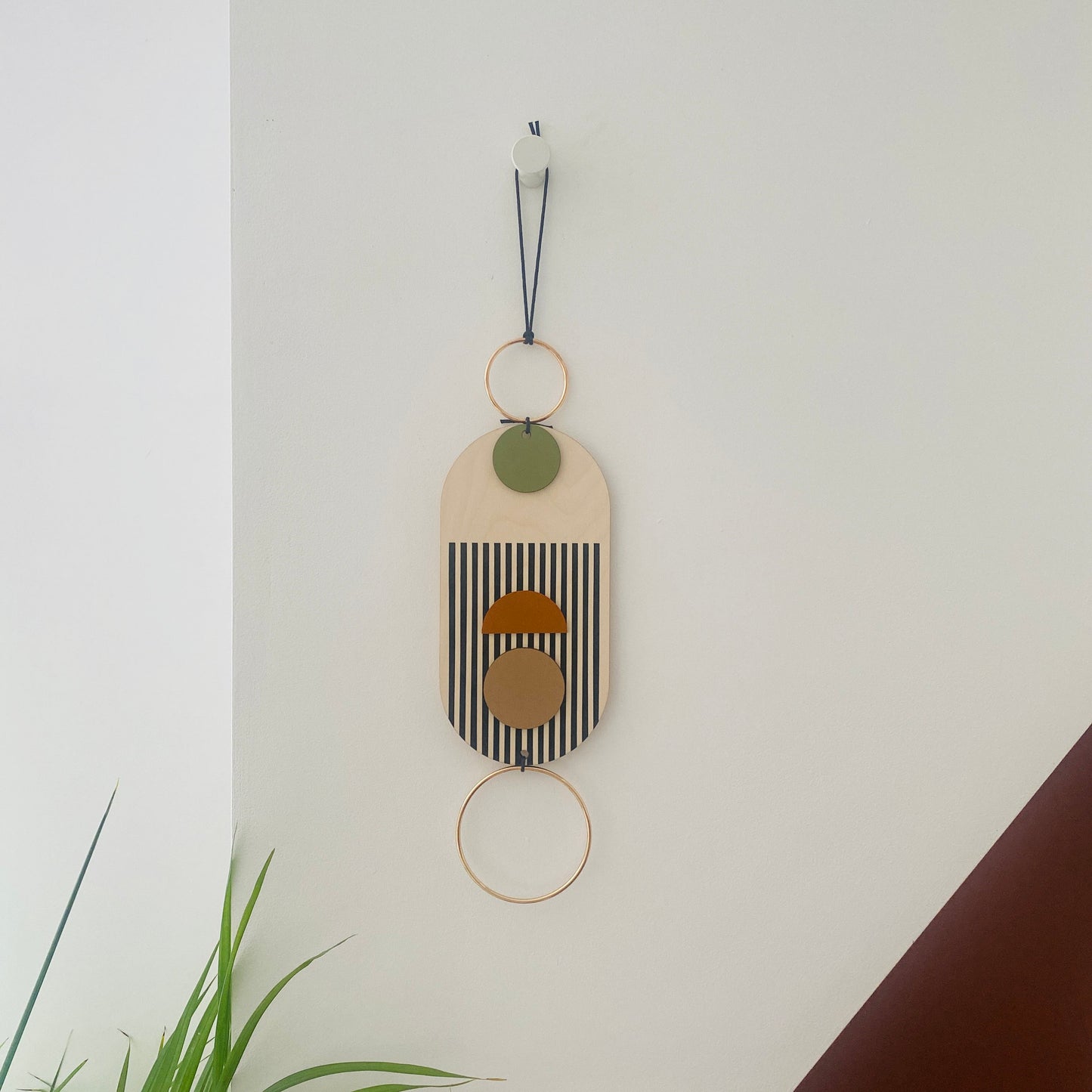 Small Modern Wall Hanging - Cute Geometric Art - Metal Wood Decor - Unusual Wall Hanging - Wall Jewellery- Contemporary Designs - Home Decor