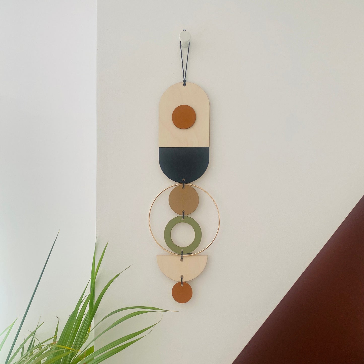 Small Modern Wall Hanging - Cute Geometric Art - Metal Wood Decor - Unusual Wall Hanging - Wall Jewellery- Contemporary Designs - Home Decor