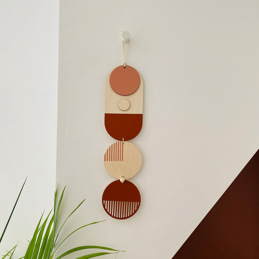 Warm Tones Small Modern Wall Hanging - Wood Wall Art