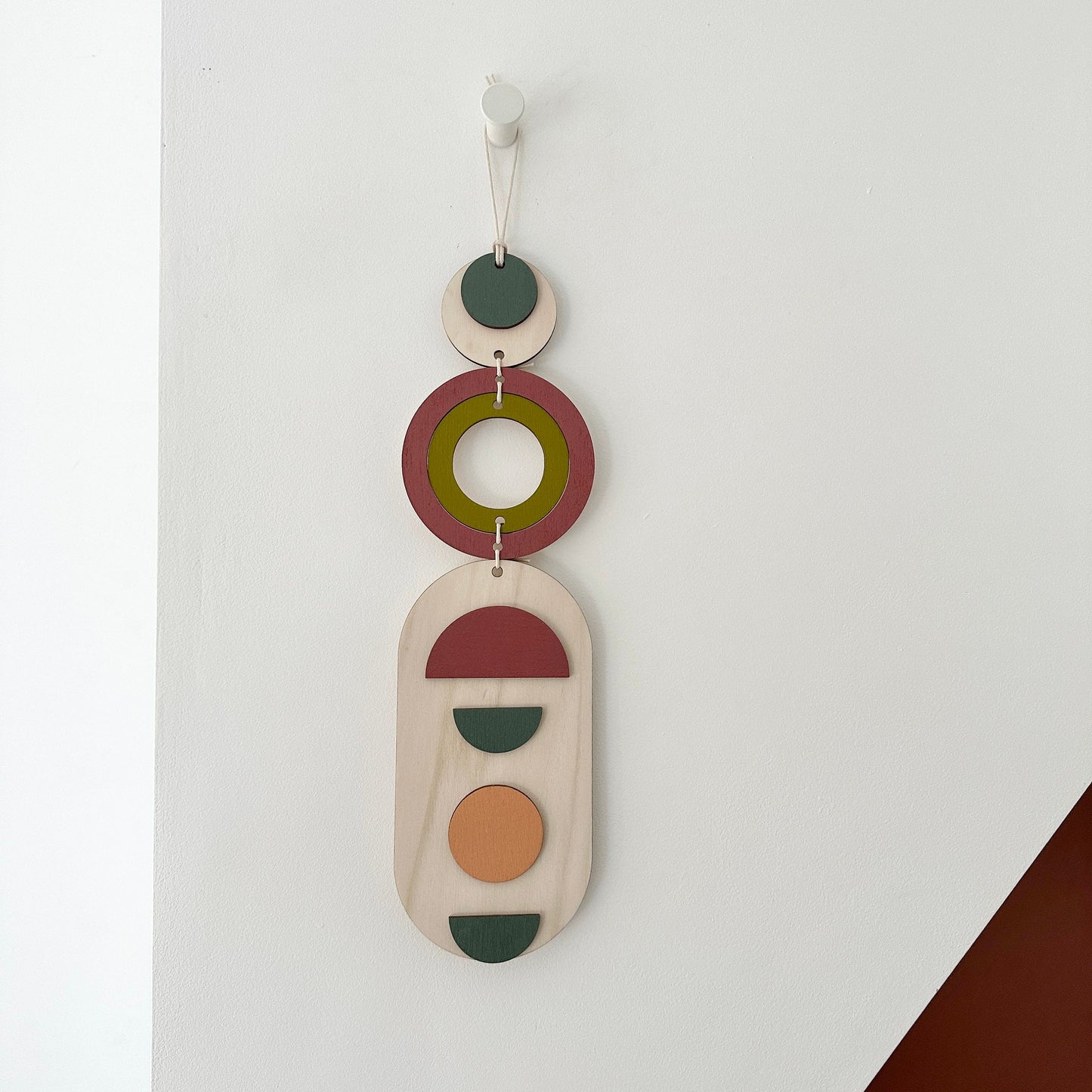 Fun Wall Hanging - Slim Geometric Art - Small Wood Decor - Wall Art - Wall Jewellery - Contemporary Art - New Home Decor