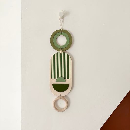 Small Green Modern Wall Hanging - Geometric Wood Art