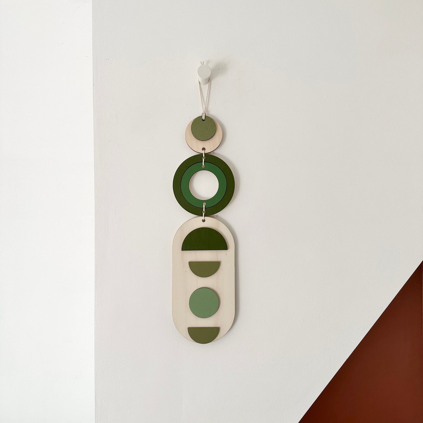 Small Green Modern Wall Hanging - Geometric Wood Art
