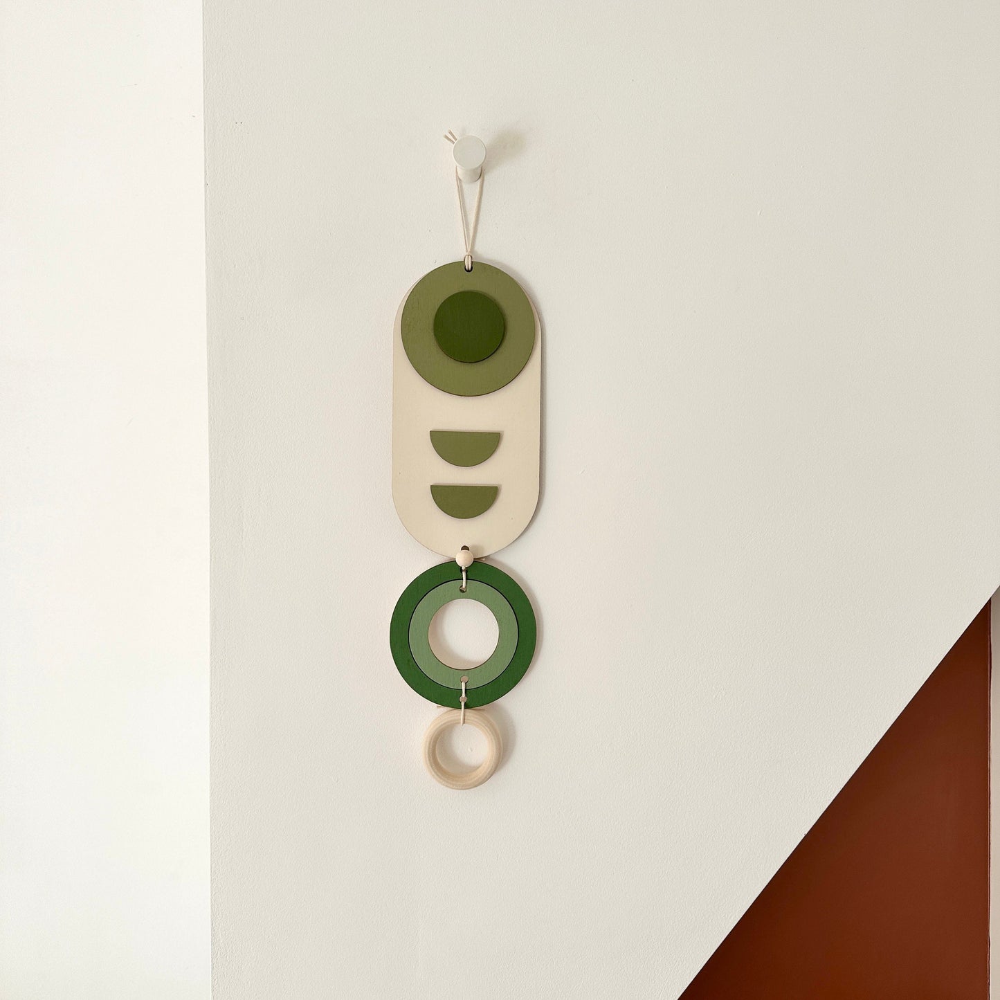 Small Green Modern Wall Hanging - Geometric Wood Art