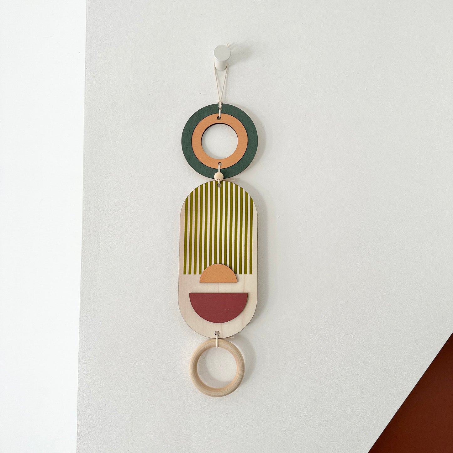 Fun Wall Hanging - Slim Geometric Art - Small Wood Decor - Wall Art - Wall Jewellery - Contemporary Art - New Home Decor