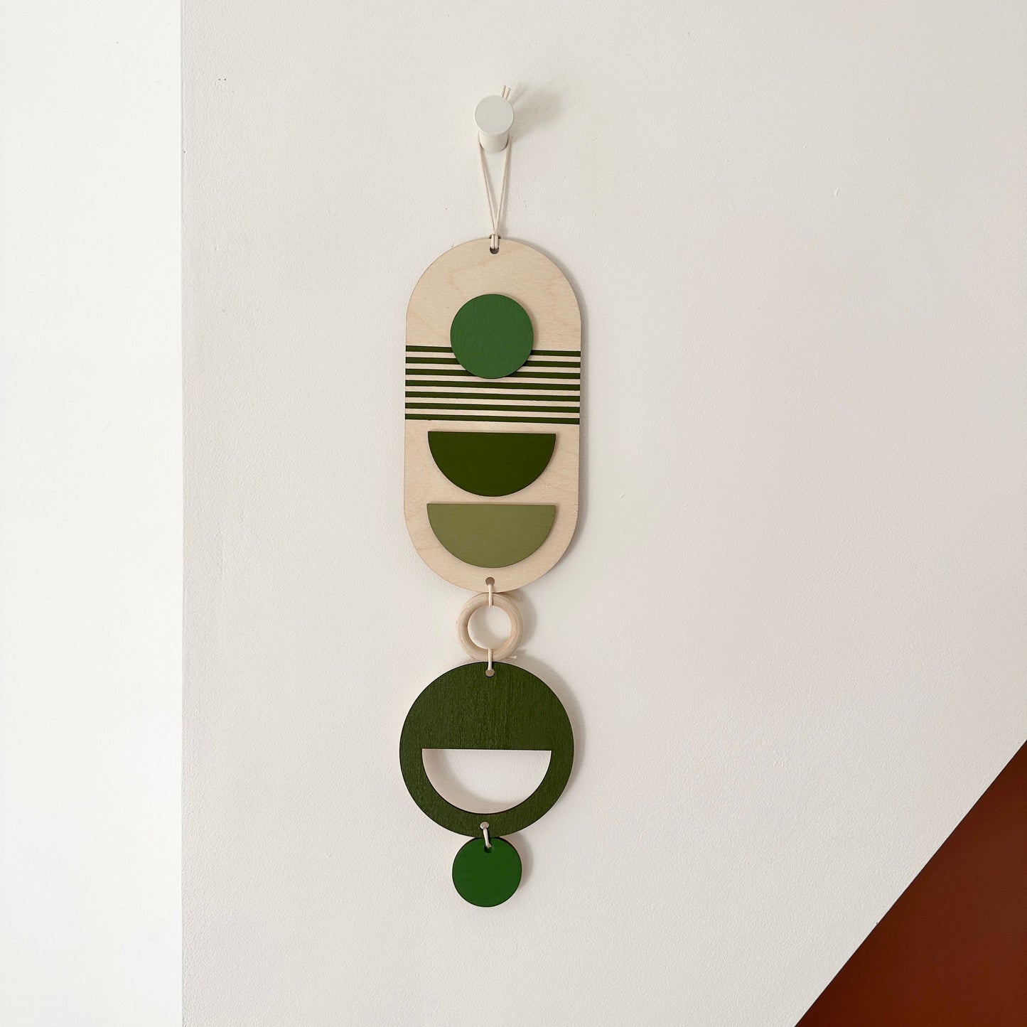 Small Green Modern Wall Hanging - Geometric Wood Art