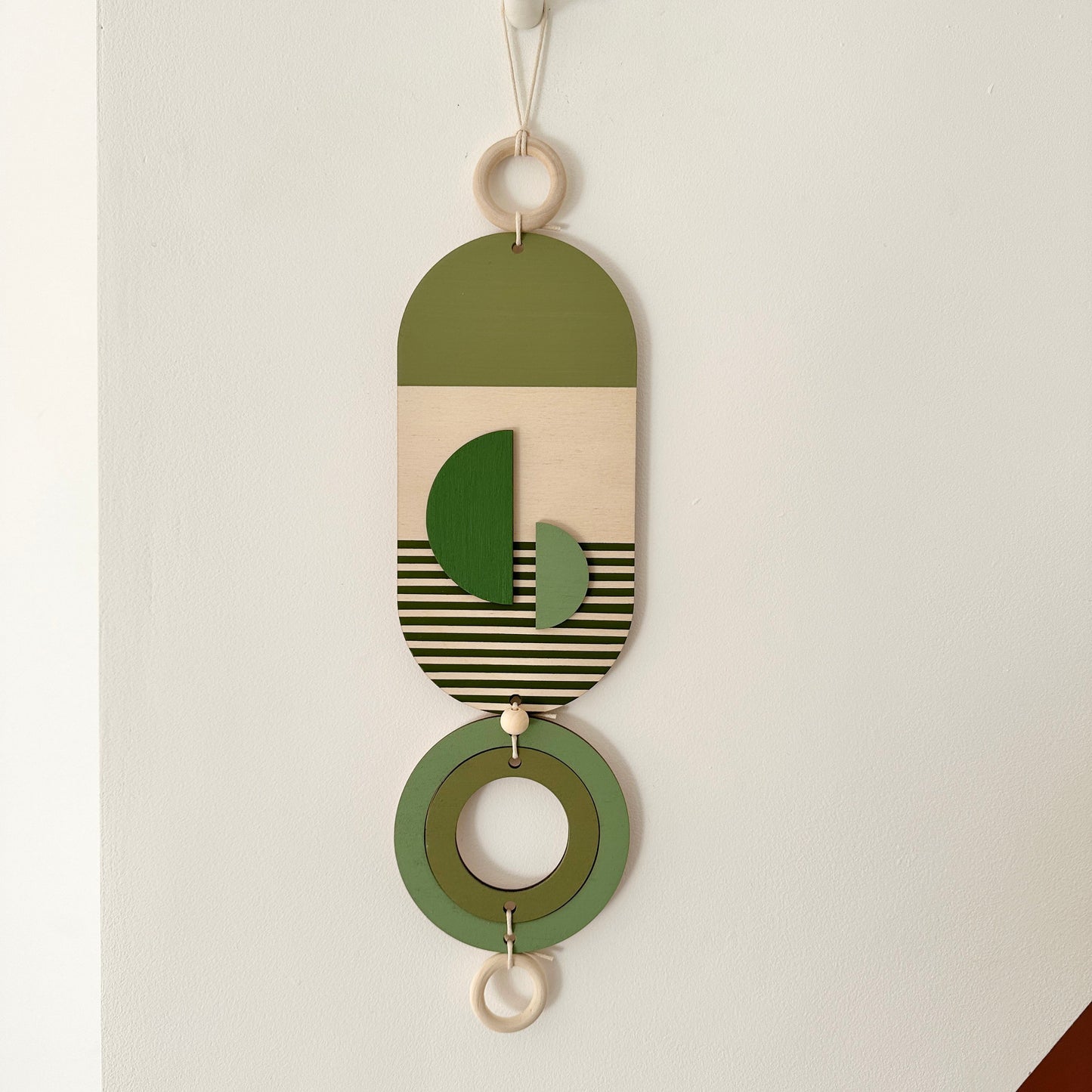 Small Green Modern Wall Hanging - Geometric Wood Art