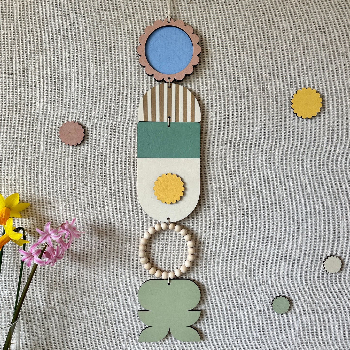 Spring 2024 Wall Hanging - Colourful Home - Bright Fun Decor - Floral Wall Hanging - Minimalist Floral Art - Handmade Wall Art - New Home
