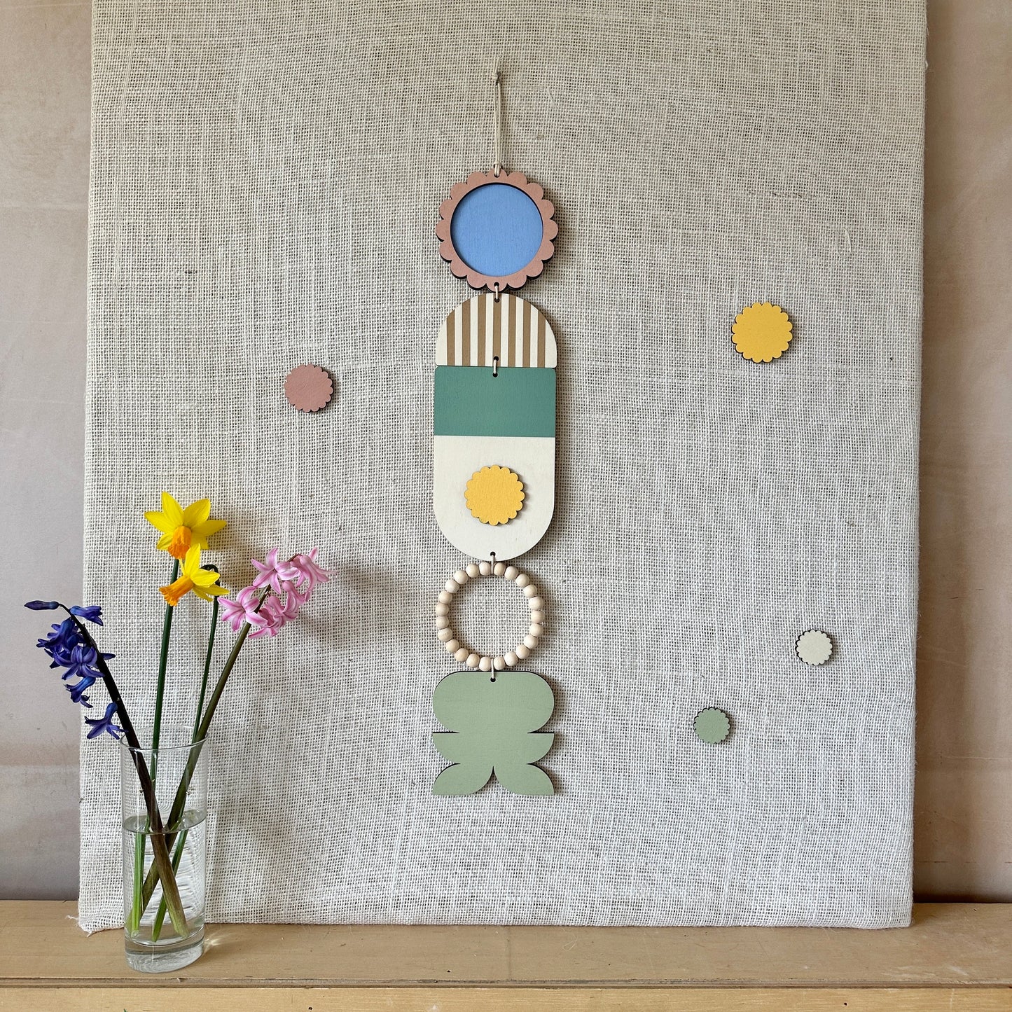 Spring 2024 Wall Hanging - Colourful Home - Bright Fun Decor - Floral Wall Hanging - Minimalist Floral Art - Handmade Wall Art - New Home