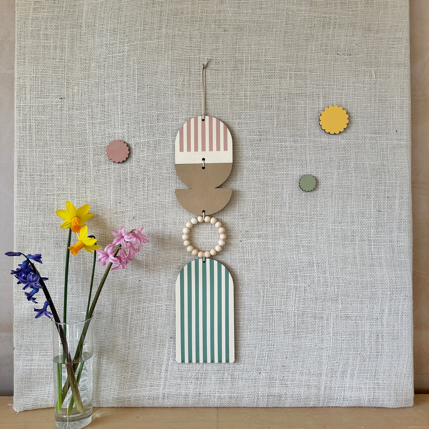 Spring 2024 Wall Hanging - Floral Artwork - Pastel Home Decor - Spring Flowers Wall Art - Fun Handmade Wall Hanging - Slim Wall Decor