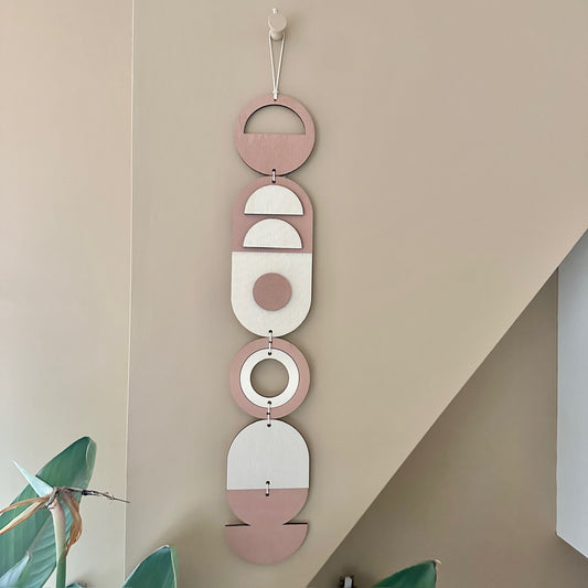 Dusky Pink Wall Hanging Gift - Geometric Wall Art - New Home Gift - Housewarming Present - Mid-Century Home Decor - Art Gifting