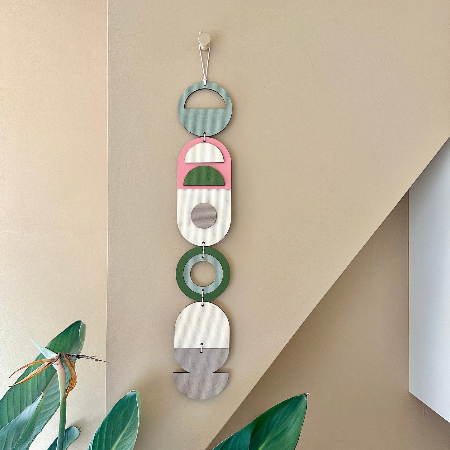 Pink and Green Home Decor - Geometric Wall Art - Home Gift for Her - Housewarming Gift - Mid-Century Home Decor - Art Gift - Birthday Present