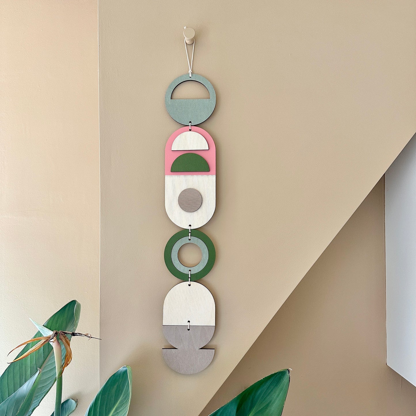 Pink and Green Home Decor - Geometric Wall Art - Home Gift for Her - Housewarming Gift - Mid-Century Home Decor - Art Gift - Birthday Present